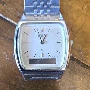 Casio Silver and White Smartwatch